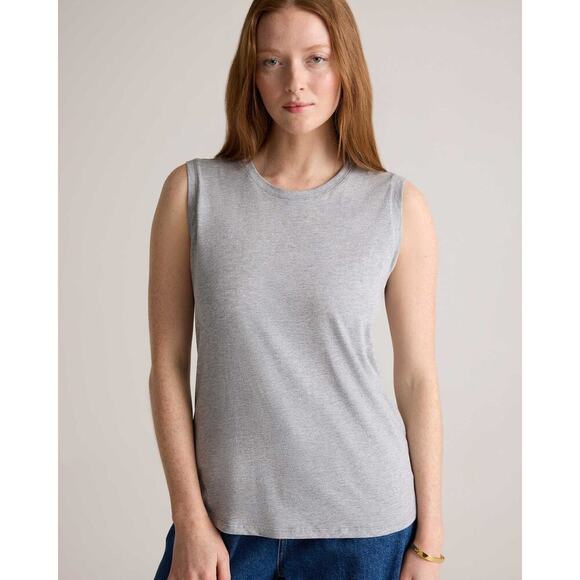 Quince Gray Cotton Modal Muscle Tank Basics Neutral Layer Capsule Wardrobe XL - Picture 1 of 6
